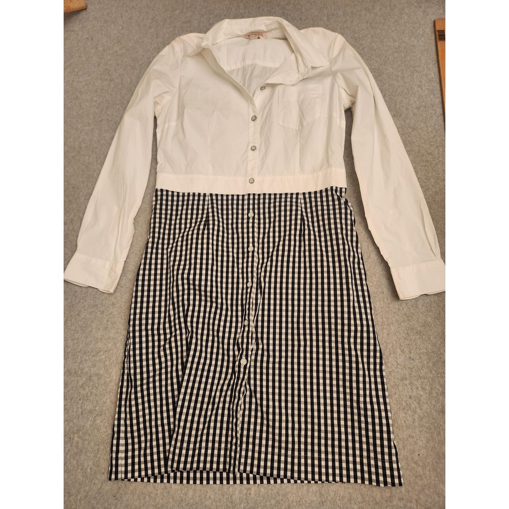 Brooks Brothers Red Fleece Dress Sz‎ 8 Black Gingham Long Sleeve Old Money